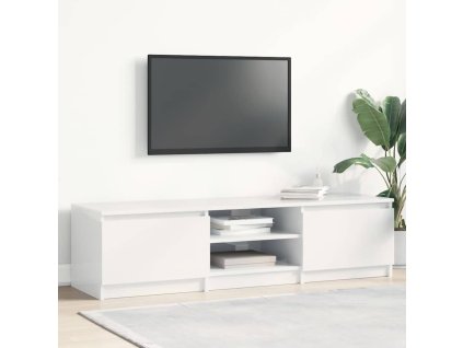 Multidom TV skrinka, lesklá biela 140x40x35,5 cm, kompozitné drevo