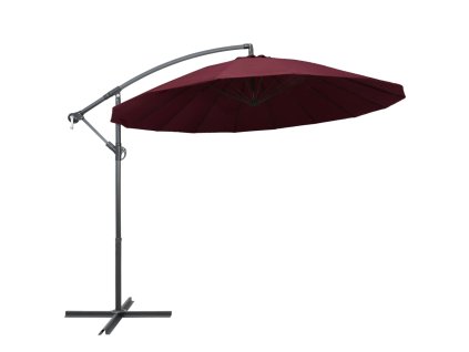 Multidom Závesný slnečník, vínovo červený 3 m, hliníková tyč