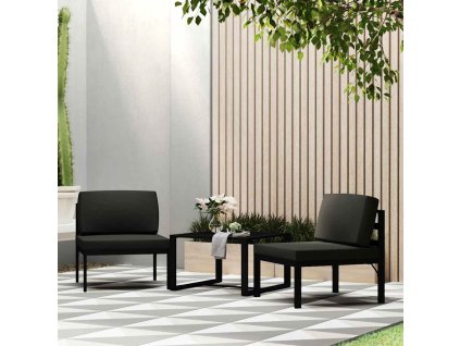 Multidom Sektotová stredová pohovka s podložkami antracitová hliníková