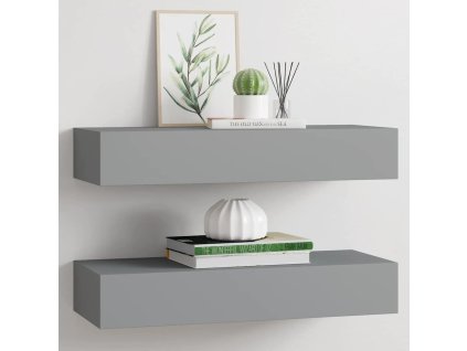 Multidom Zásuvkové police nástenné 2 ks sivé 60x23,5x10 cm MDF