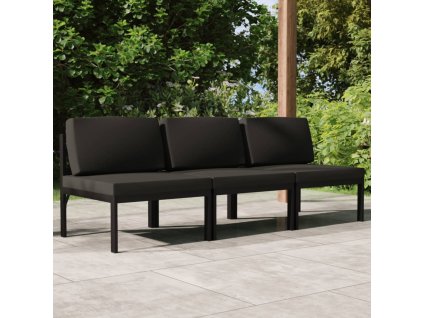 Multidom 3-miestna záhradná pohovka s vankúšmi antracitová hliník