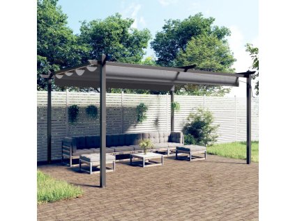 Multidom Záhradný altánok so zaťahovacou strechou 4x3 m antracitový