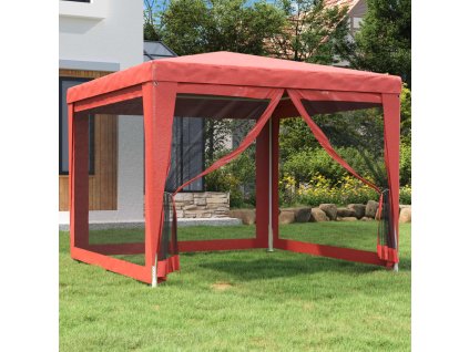 Multidom Párty stan so 4 sieťkovanými bočnými stenami červený 3x3 m HDPE