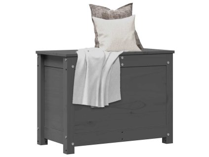 Multidom Úložný box sivý 60x32x45,5 cm masívna borovica