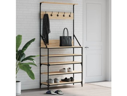 Multidom Vešiak na šaty s botníkom dub sonoma 90x34x184 cm