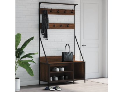 Multidom Vešiak na šaty o skrinkou na topánky, hnedý dub 100x41x184 cm