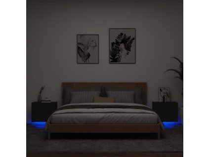 Multidom Nástenné nočné skrinky s LED osvetlením 2 ks čierne