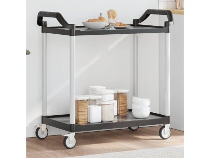 Multidom Vozík s 2 poschodiami čierny 99x50x97 cm hliník