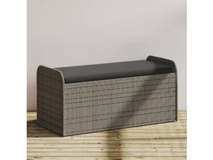Multidom Úložná lavička s vankúšom sivá 115x51x52 cm polyratan