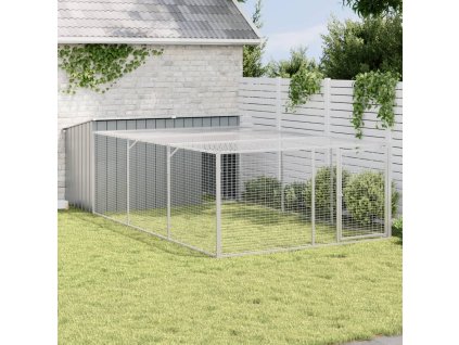 Multidom Psí domček s výbehom, antracitový 197x396x110 cm, pozinkovaná oceľ