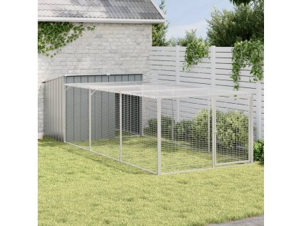 Multidom Psí domček s výbehom, antracitový 153x396x110 cm, pozinkovaná oceľ