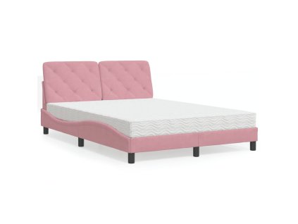 Multidom Posteľ s matracom ružový 140x200 cm zamat