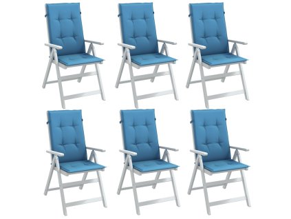 Multidom Vankúše na stoličky 6 ks modrá melanž 120x50x4 cm látka