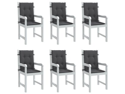 Multidom Vankúše na stoličky 6 ks antracitová melanž 100x50x4 cm látka