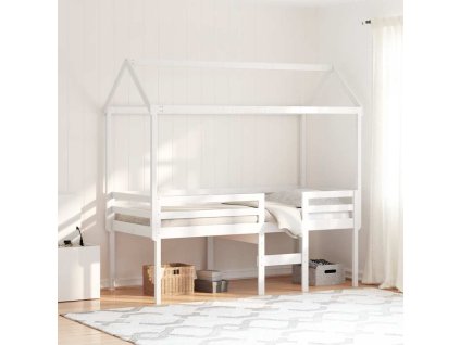 Multidom Vysoká posteľ so strechou biela 75x190 cm borovicový masív