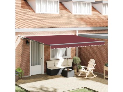 Multidom Automaticky zaťahovacia markíza s LED burgundská 400x300 cm