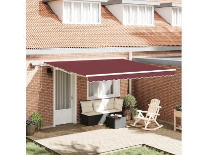 Multidom Ručne zaťahovacia markíza s LED burgundská 400x300 cm