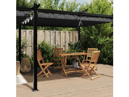 Multidom Záhradný altánok so zaťahovacou strechou antracit 3x6 m hliník