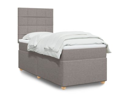 Multidom Posteľný rám boxspring s matracom sivohnedý 90x190 cm látka