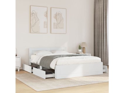 Multidom Posteľný rám s čelom biely 120x190 cm kompozitné drevo