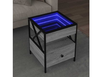 Multidom Konferenčný stolík s nekonečnými LED sivý sonoma 40x40x51 cm