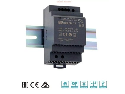 MEANWELL - DDR-60L-24 Menič DC/DC na DIN lištu