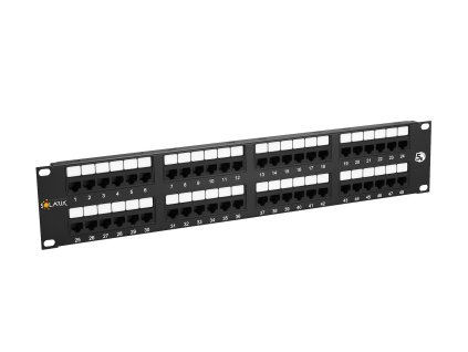 19" patch panel Solarix 48 x RJ45 CAT5E UTP 150 MHz černý 2U SX48-5E-UTP-BK