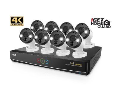 iGET HOMEGUARD HGNVK164908 - Ultra HD 4K systém s PoE napájením, 16-kanálové NVR + 8x HGNVK936CAM 4K kamera