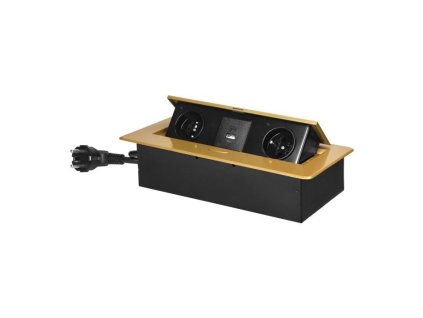 Výklopný blok zapustený ORNO OR-GM-9035/C, 2x 230V, 2x USB (A+C type; 3.6A), farba zlatá