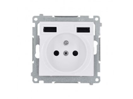 Zásuvka 250 V Simon 54 premium s USB nabíjačkou 2,1A/16A biela