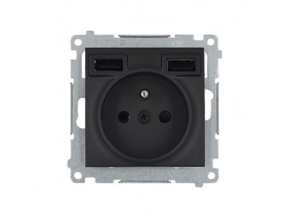 Zásuvka 250 V Simon 54 premium s USB nabíjačkou 2,1A/16A čierna