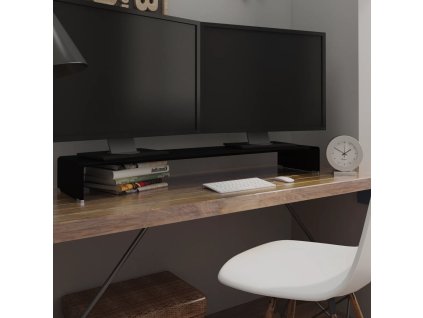 Multidom TV stojan/stojan pod monitor zo skla, čierny, 120x30x13 cm