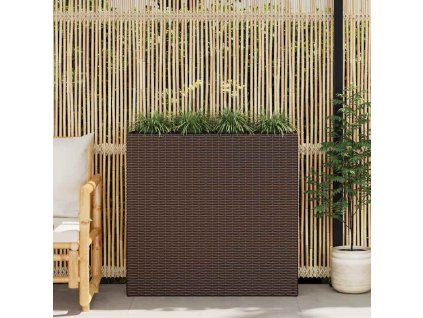 Multidom Vyvýšený záhradný záhon so 4 nádobami, polyratan, hnedý