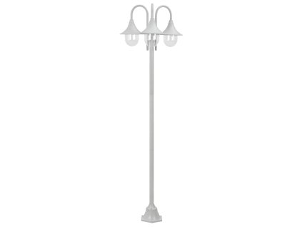 Multidom Záhradná stĺpová lampa E27 220 cm hliníková 3 lampáše biela