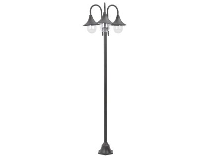 Multidom Záhradná stĺpová lampa E27 220 cm hliníková 3-lampáše bronzová
