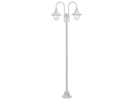 Multidom Záhradná stĺpová lampa E27 220 cm hliníková 2 lampáše biela