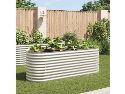 Multidom Vyvýšený záhradný záhon 240x80x81cm,pozinkovaná oceľ,strieborný