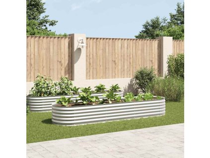 Multidom Vyvýšený záhradný záhon 320x80x44cm,pozinkovaná oceľ,strieborný