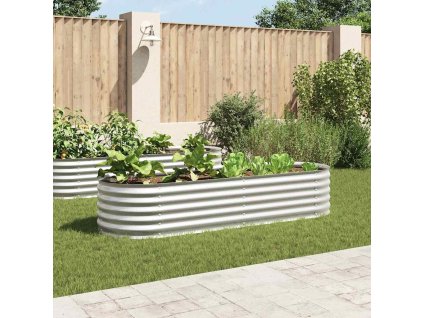 Multidom Vyvýšený záhradný záhon 240x80x44cm,pozinkovaná oceľ,strieborný