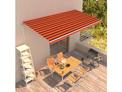 Multidom Ručne zaťahovacia markíza oranžová a hnedá 600x300 cm