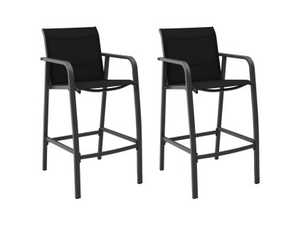 Multidom Záhradné barové stoličky 2 ks, čierne, textilén