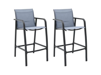 Multidom Záhradné barové stoličky 2 ks, sivé, textilén