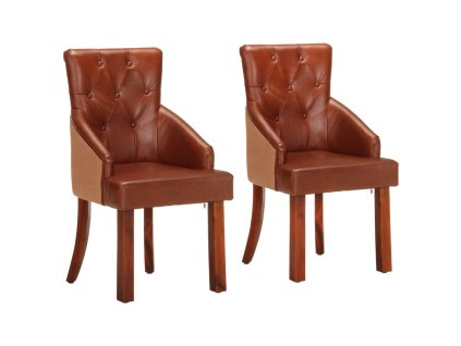 Multidom Jedálenské stoličky 2 ks, hnedé, pravá kozia koža