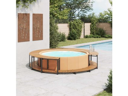 Multidom Rám k vírivke čierny 273x53 cm masívne akáciové drevo