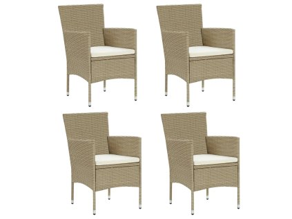 Multidom Záhradné jedálenské stoličky 4 ks polyratanové béžové