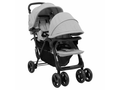 Multidom Tandemový kočík pre dvojičky bledosivý oceľový