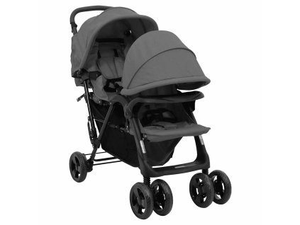 Multidom Tandemový kočík pre dvojičky sivý oceľový