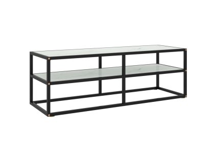 Multidom TV skrinka čierna s bielym mramorovým sklom 120x40x40 cm