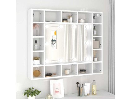 Multidom Zrkadlová skrinka s LED biela 91x15x76,5 cm