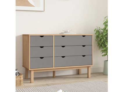 Multidom Skrinka so zásuvkami OTTA, hnedo sivá 111x43x73,5 cm, borovica